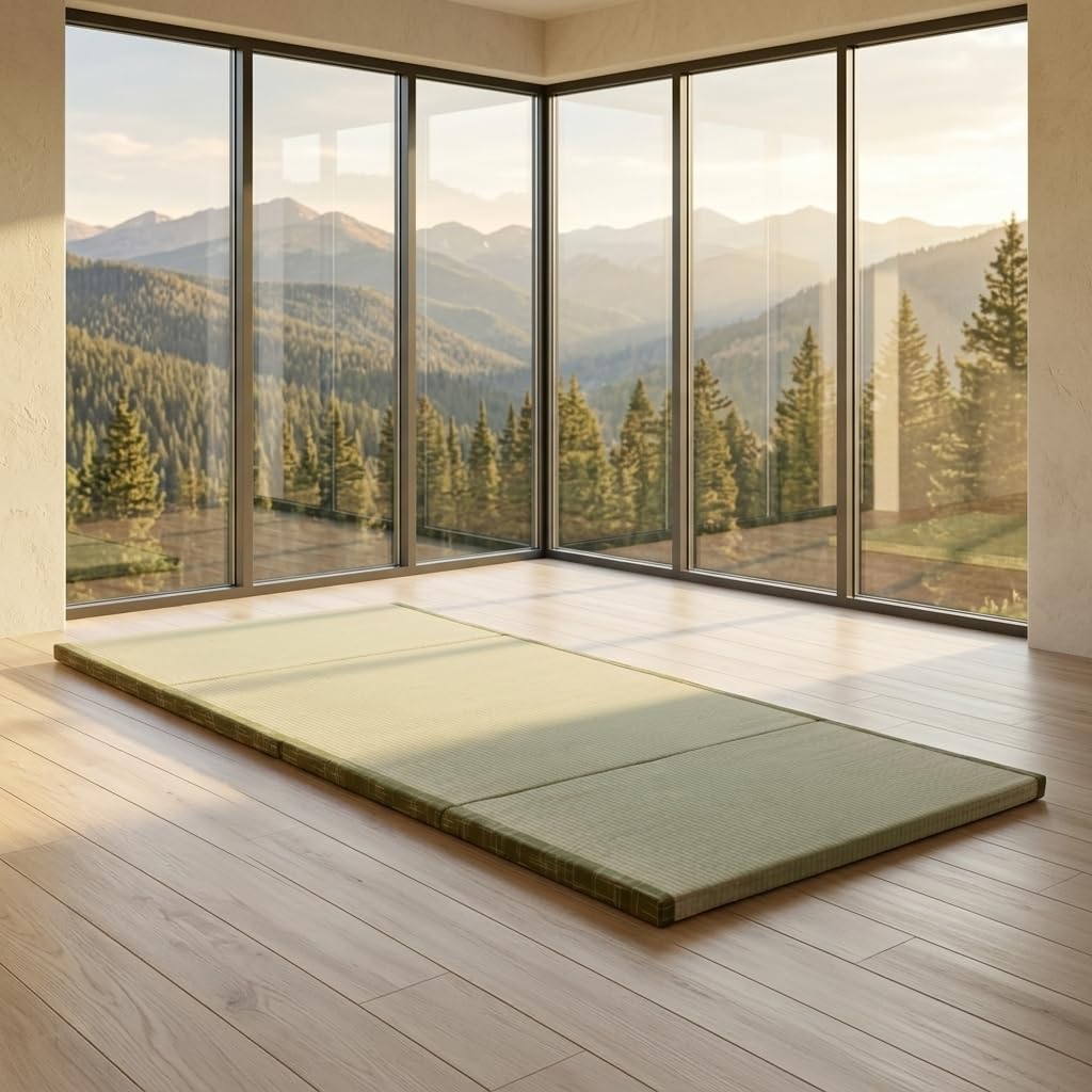 MustMat Tatami Mat Foldable Japanese Floor Mattress 35.4"x78.7"x1.2" | Traditional Japanese Futon, Floor Mattress, Rush Grass