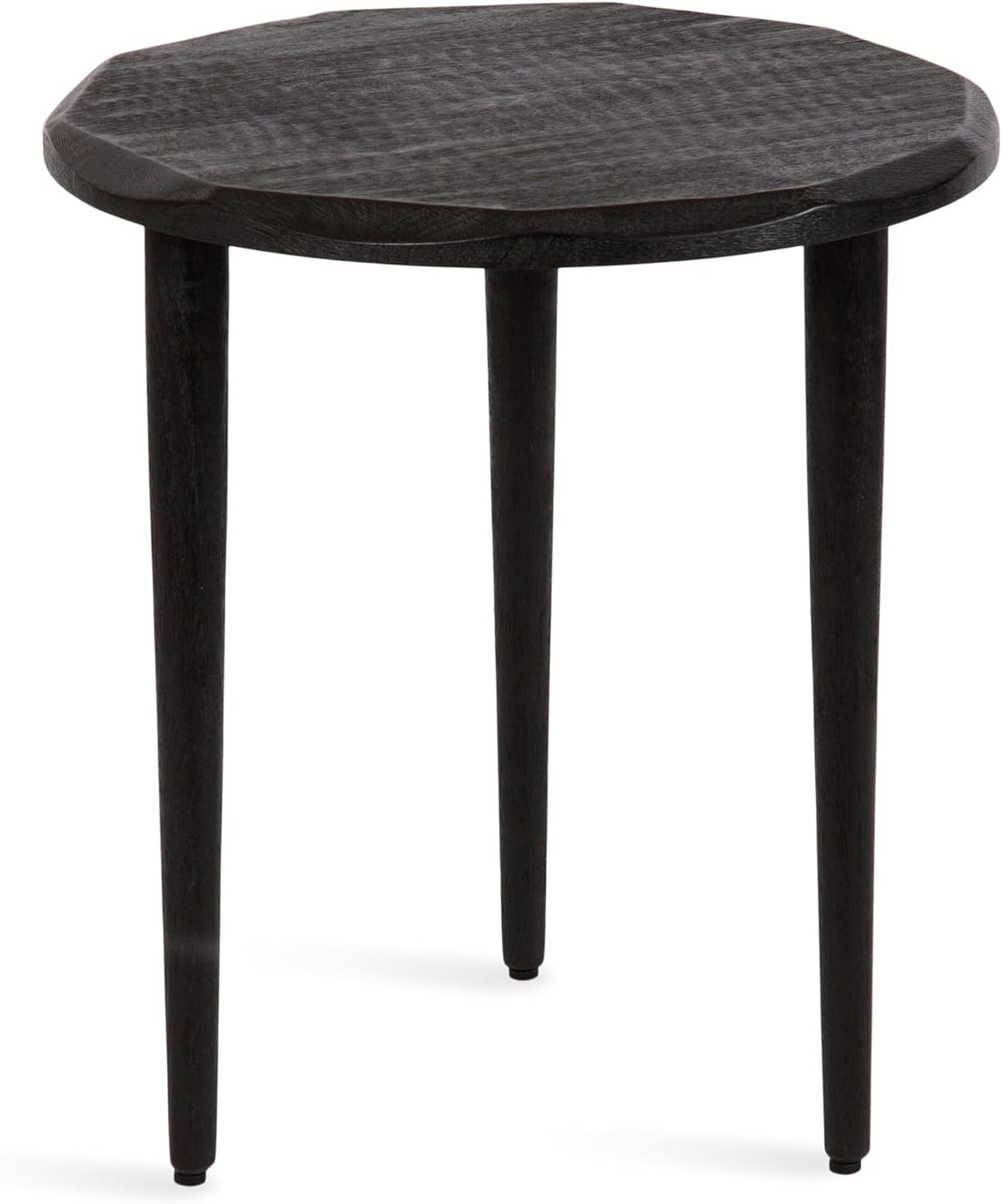 Kate and Laurel Tavares Modern Wooden Round Side Table, 18 x 18 x 20, Black, Solid Wood Accent End Table with Textured Top and Faceted Edge for Use as Indoor Plant Stand or Living Room Decor Piece