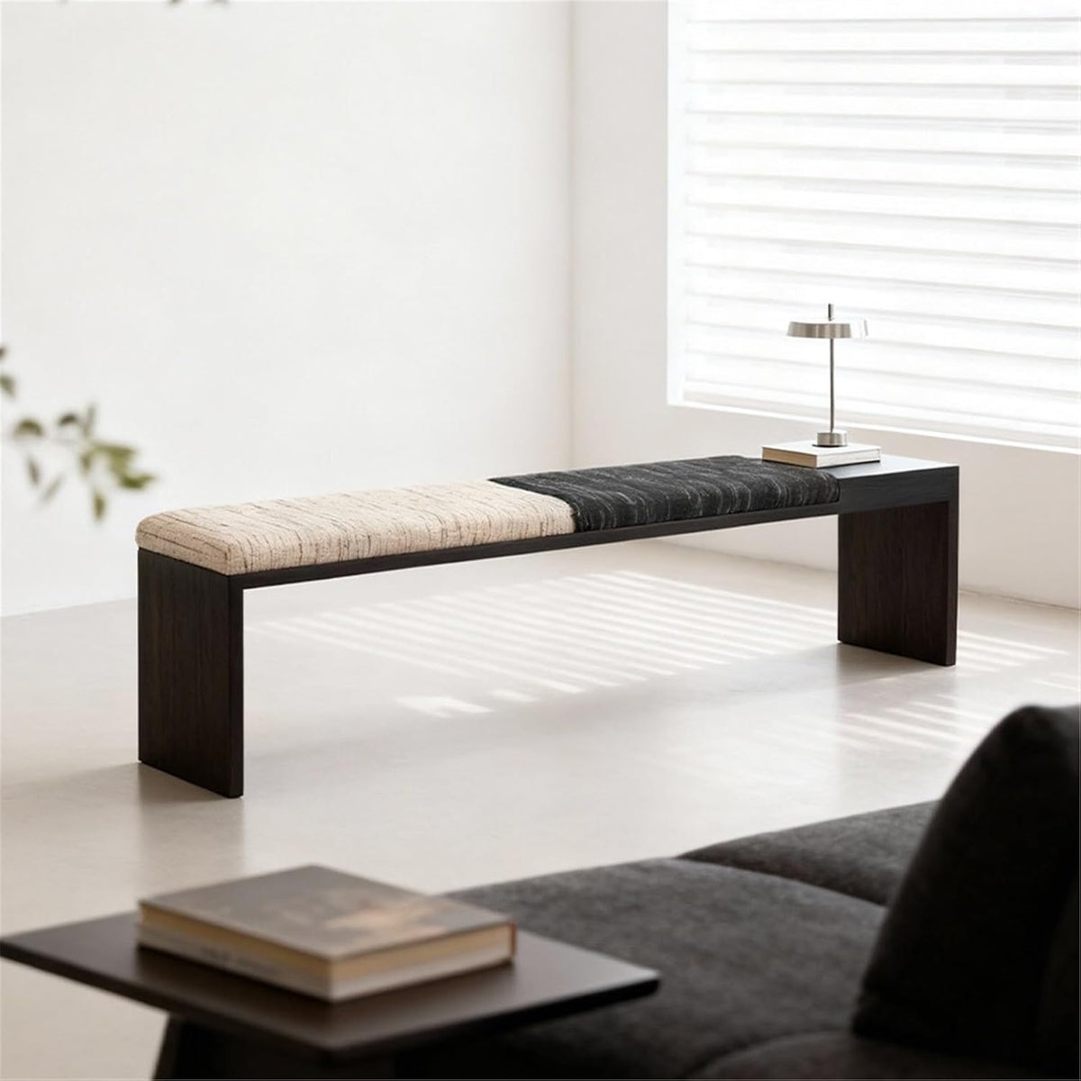 Modern Fabric Bench for Office Area Casual Dressing Room Bedroom Wooden Bed end Entryway(XS)