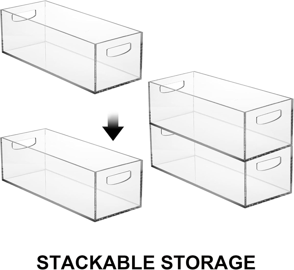 Frcctre 2 Pack Acrylic DVD/CD Storage Box, Clear DVD Holder Case with Handles, Stackable Storage Container Shelf Organizer Bin for CDs, Video Games, Blu-ray, Books, Home, Office