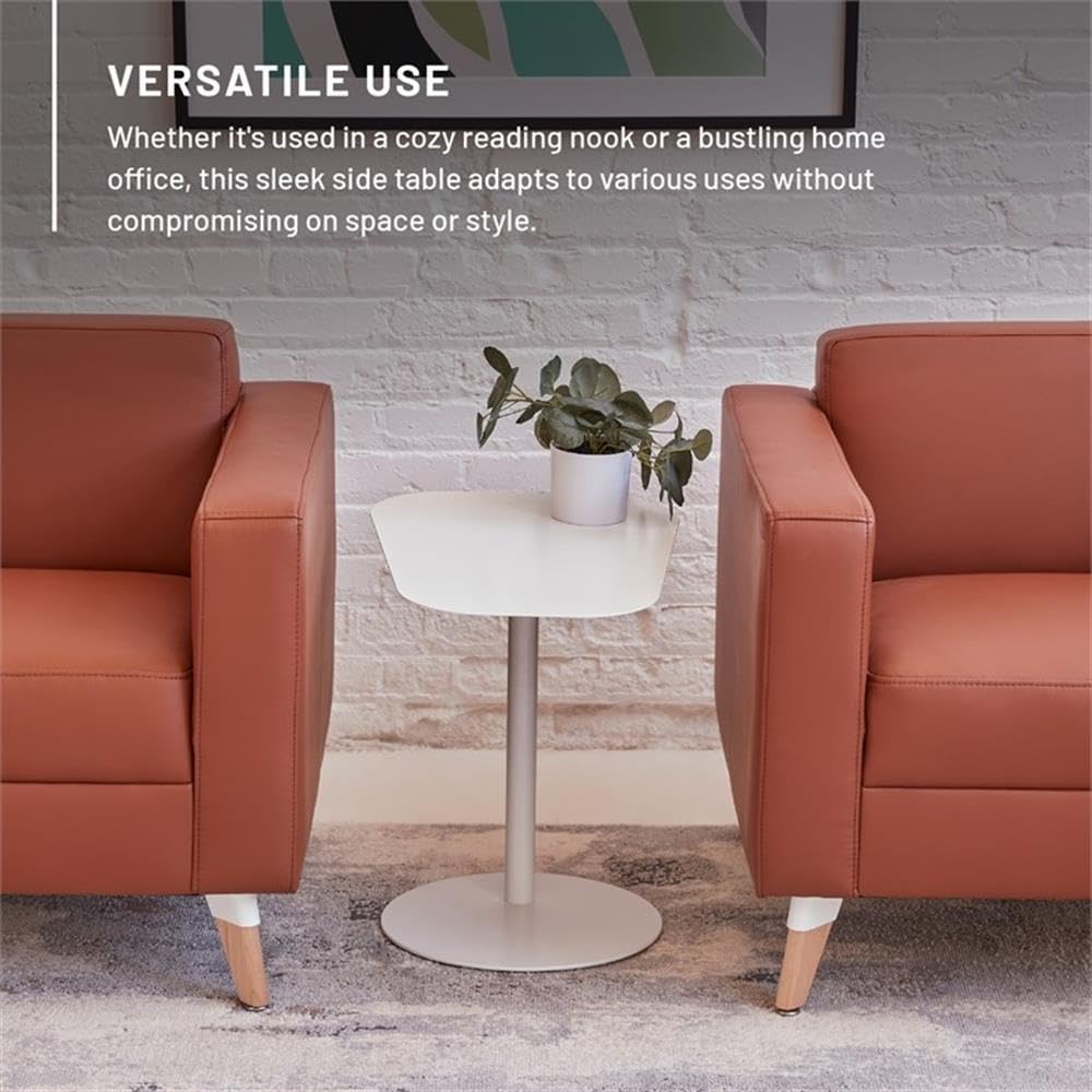Pemberly Row Modern Metal End Table, 20 in H x 19.75 in W, C-Shaped Space-Saving Design, Durable Steel Construction, Powder Coat Blue Finish, Compact Side Table for Living Room, Bedroom, or Small