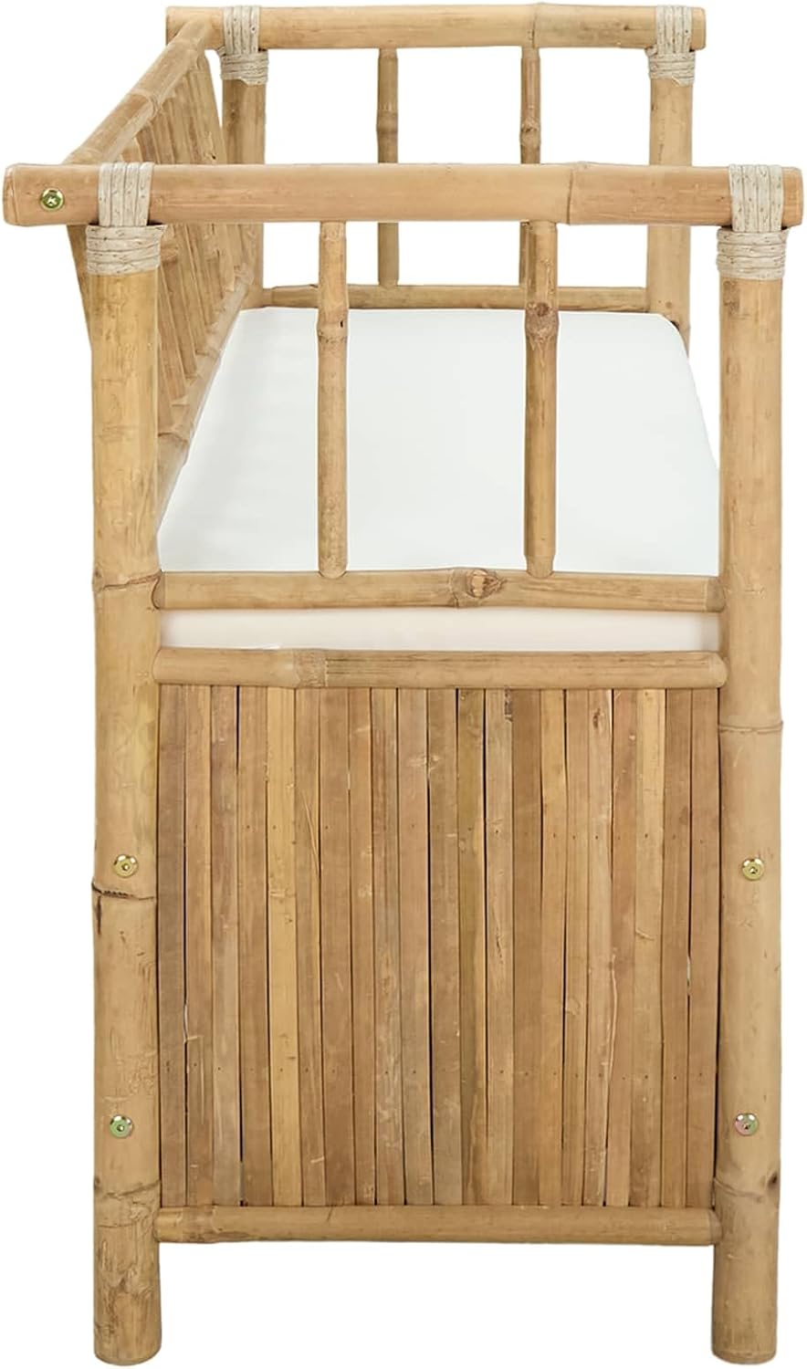 Garden Storage Bench, 43" Outdoor Storage Box Bench with Seat, Natural Bamboo Deck Box for Patio, Backyard and Sunroom, Decorative Wood Bench with Hidden Compartment