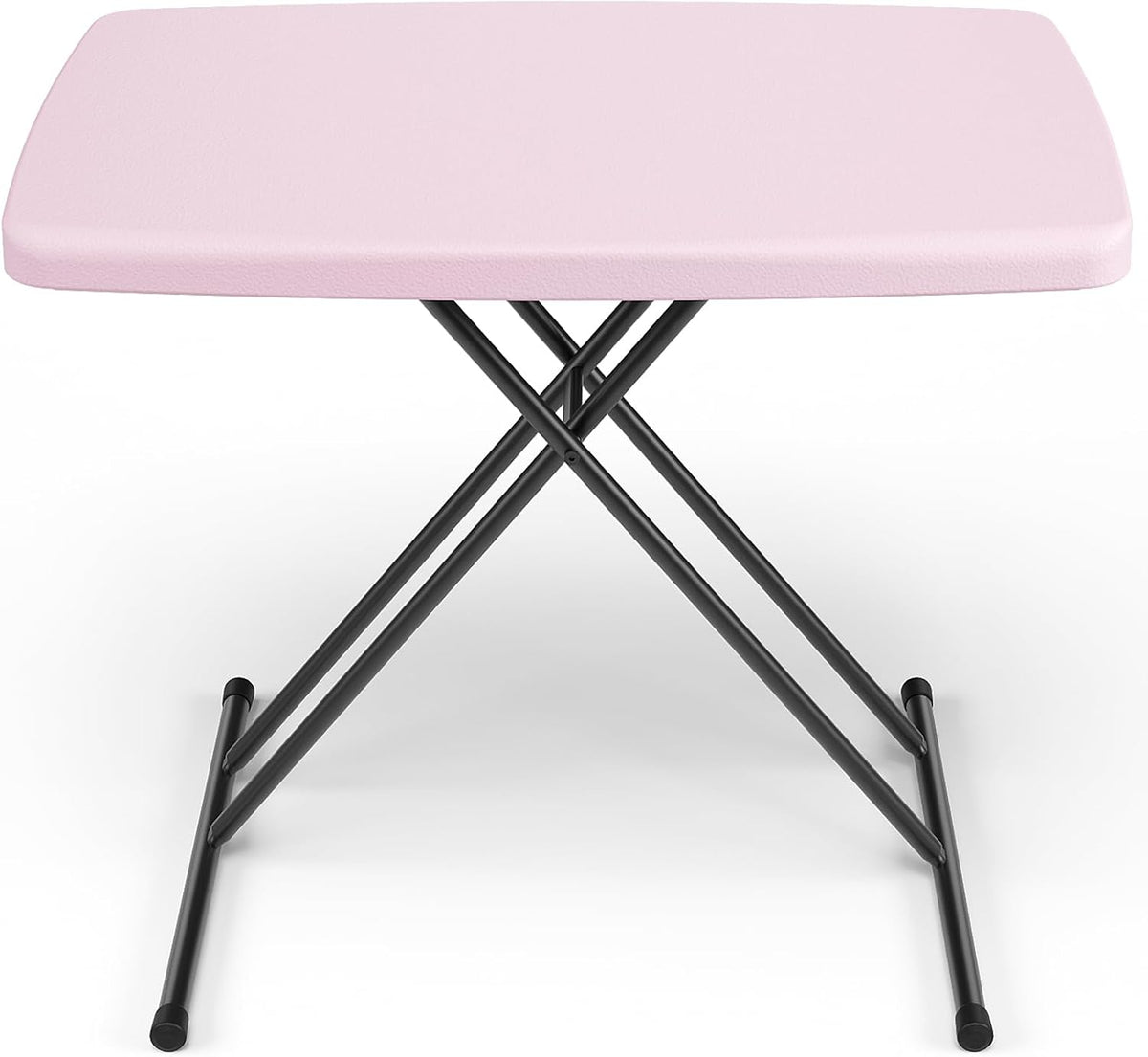 Folding Table 30 Inch - Small Desk Adjustable Height TV Tray for Laptop, Couch, Camping - Heavy Duty Utility Foldable Table for Small Spaces, No Assembly Required, Pink Granite