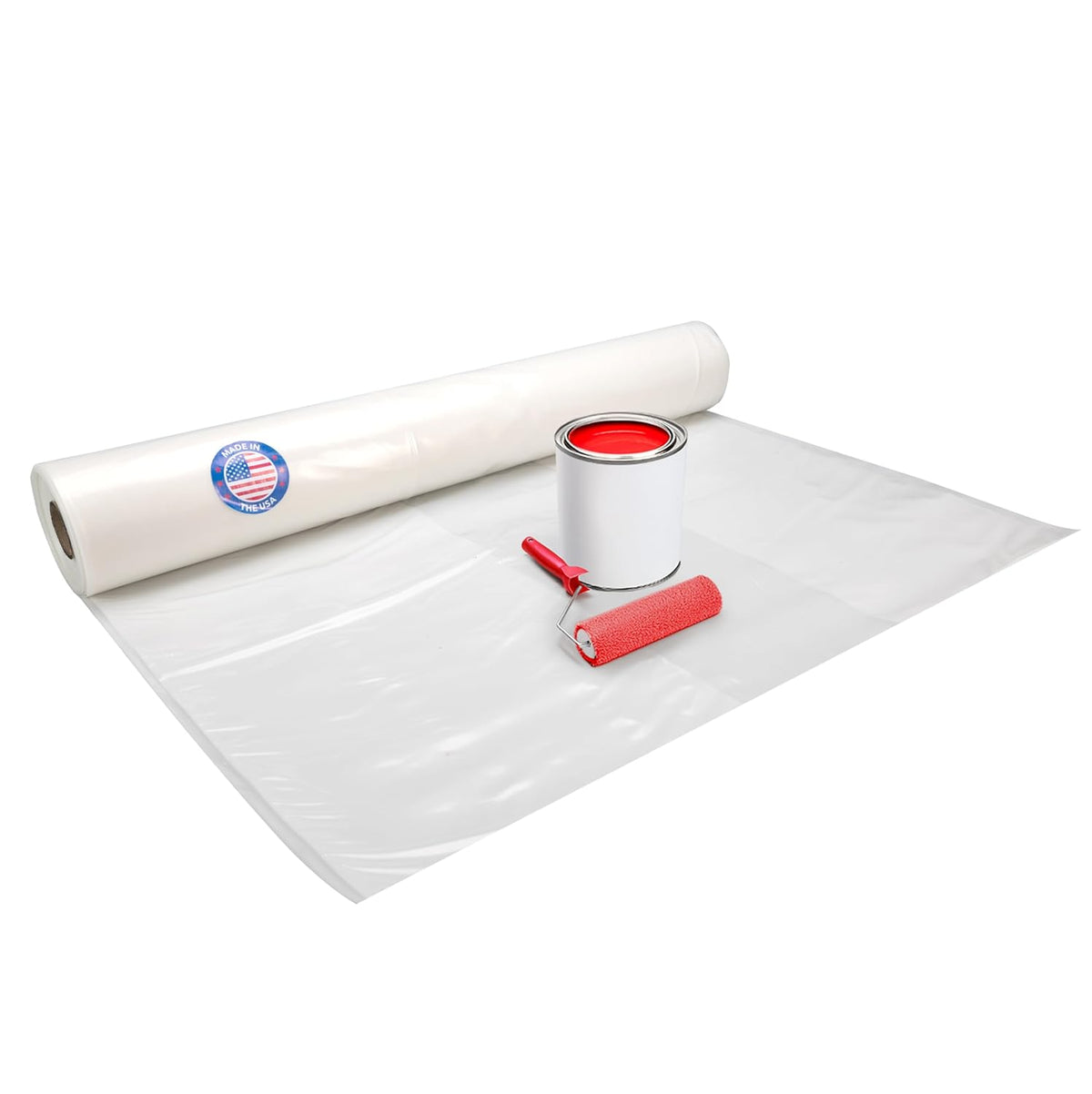 Plastic Sheeting 4 mil, 8' x 50' (400 sq. ft.) - Thick Semi-Clear Plastic Sheeting for Construction, Painting, Slide&Slip - LDPE Film Roll - Heavy Duty Thick Polyethylene Rolls by IDL Packaging