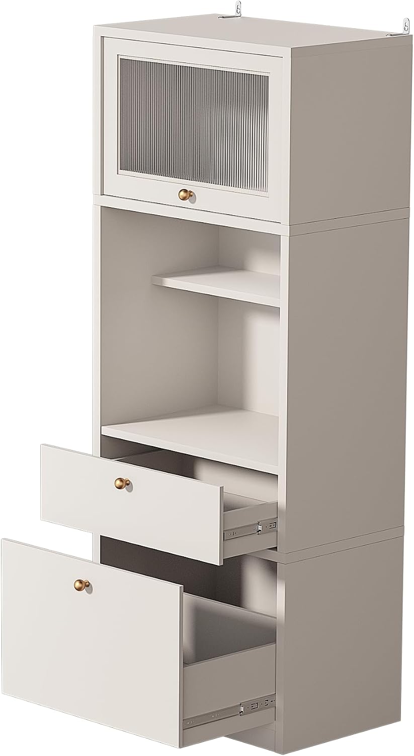 Freestanding Tall Pantry Cabinet with Adjustable Shelves & Drawer – E1-Grade Wood Storage Solution for Kitchen, Bathroom, Laundry Room