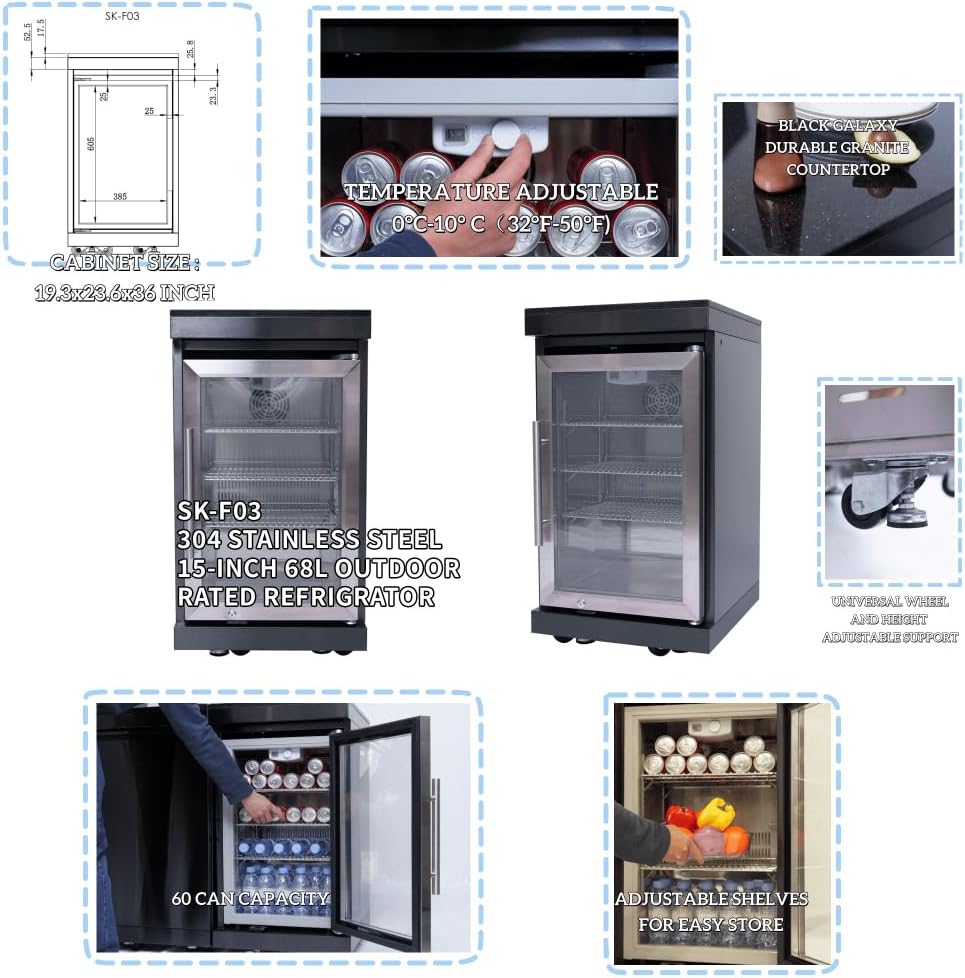 82 Inch 304 Stainless Steel Outdoor Integrated BBQ Kitchen Station (Black) | All-in-one 12-zone outdoor cooking station with 72000 BTU grill, built-in fridge & sink, rolling base for patio backyard
