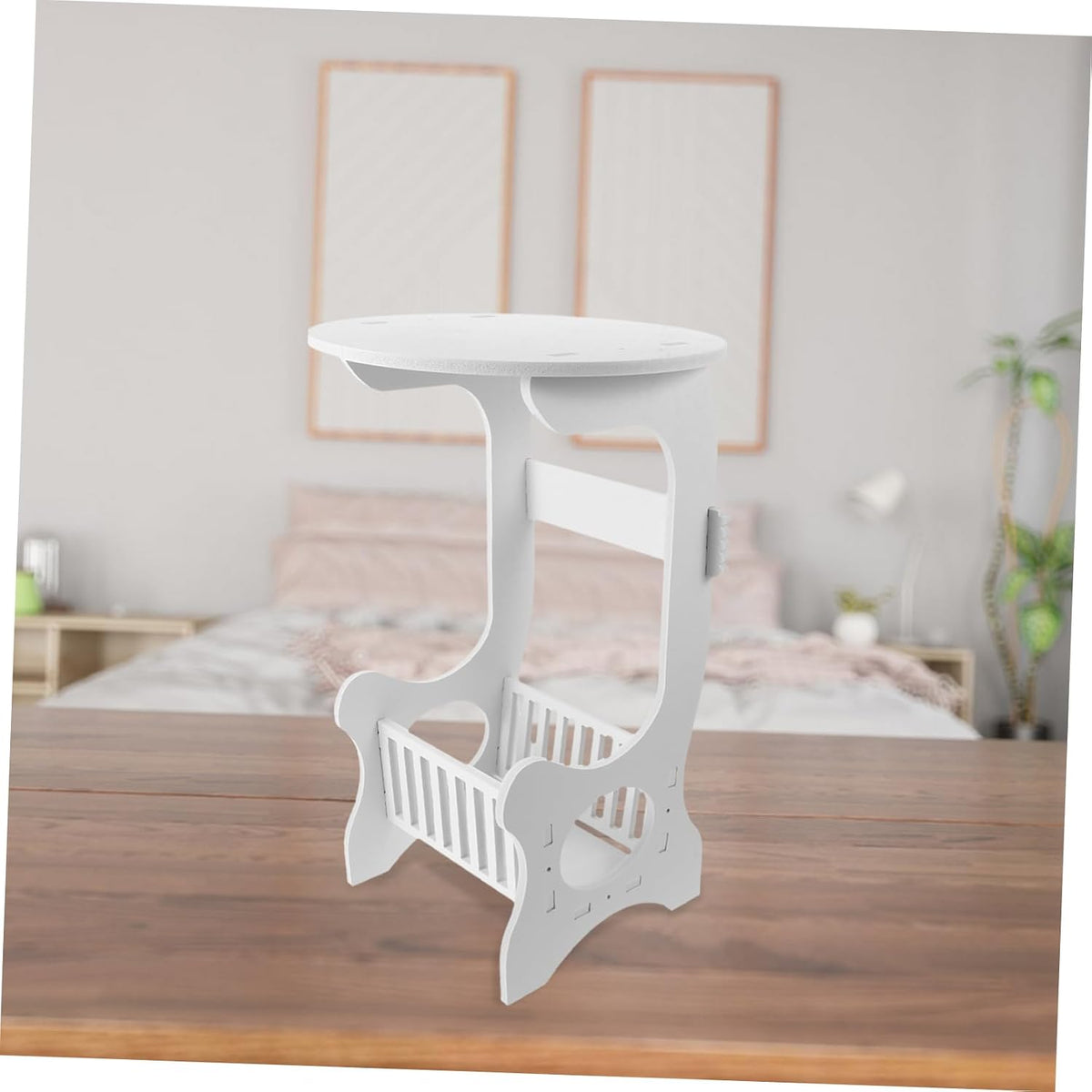 MERRYHAPY Modern Small Round Accent Table with Storage for Sofa Side Bedside Use Minimalist Design Coffee Table for Living Bedroom and Balcony Compact and Practical