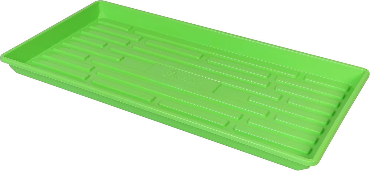 SUNPACK 10" x 20" Heavy Duty Shallow Plastic Seed Starting Tray, Green, 1" - No Drainage Holes, Perfect for Greenhouses or Indoor Gardening