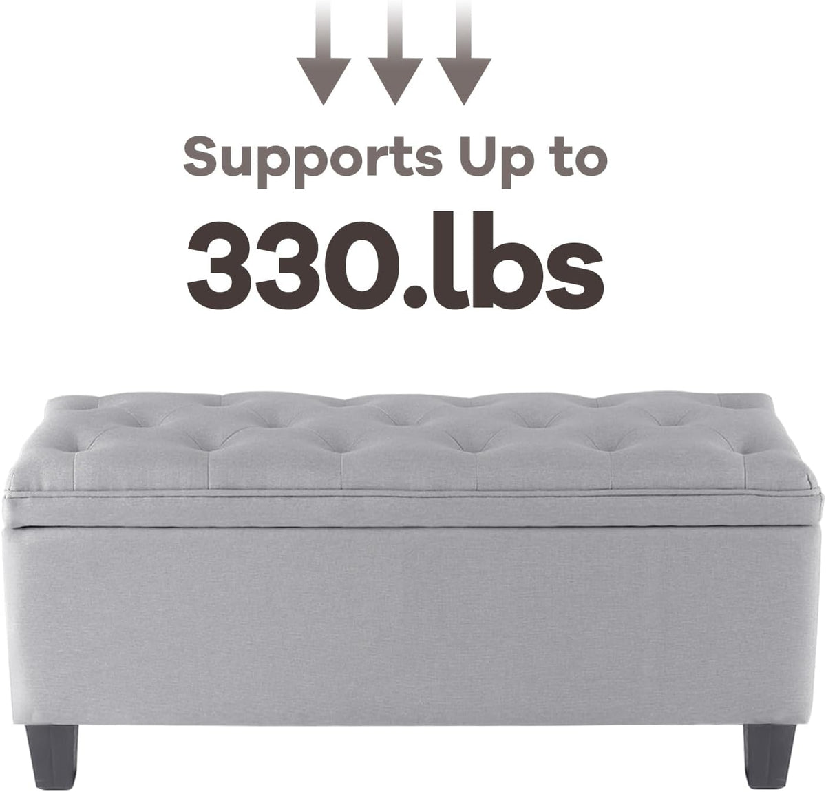 DUMOS Storage Ottoman Bench, Foot Rest with Legs, 16 x 40 x 18 Inches, End of Bed Bench, Storage Chest for Living Room,Bedroom, Entryway, Home Decor, Light Gray