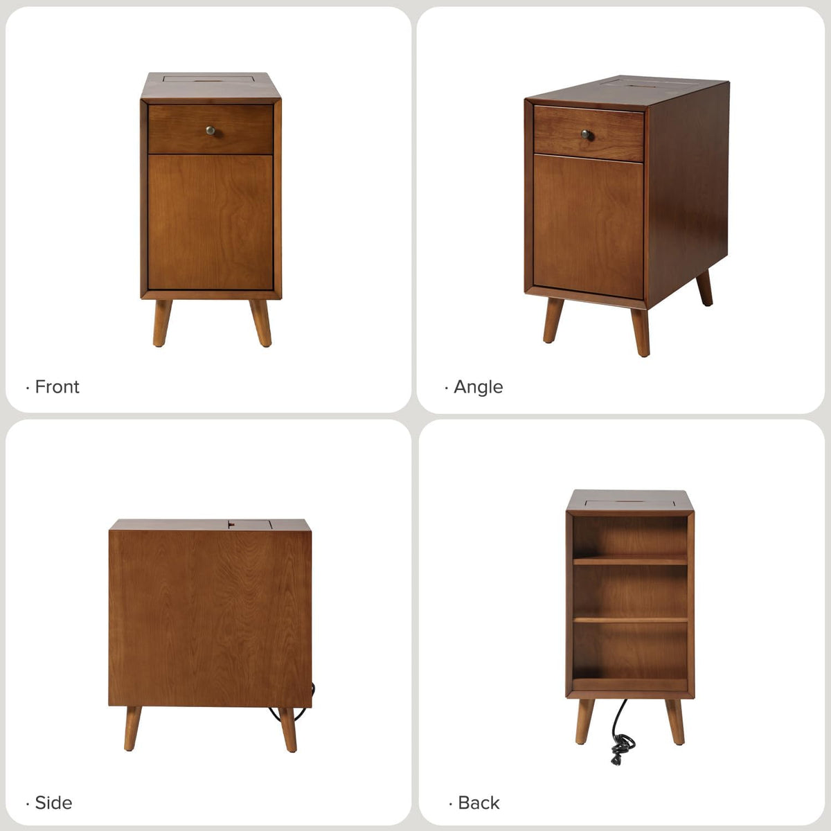 HULALA HOME Side Table with Drawers and Charging Station, Modern End Table with USB Ports and Outlets, Wooden Night Stand with Storage for Couch,Living Room&Bedroom(Acorn