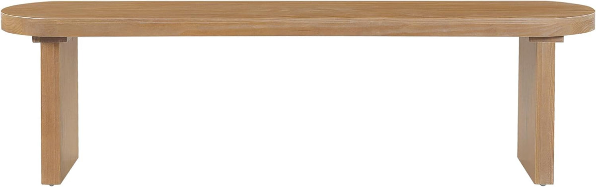 Merax 62.8" Solid Pine Dining Bench with Thick Block Legs – Rustic Modern Wood Seating for 3 Adults, Heavy Duty 350lbs Capacity, Natural Finish for Farmhouse Dining Room & Kitchen