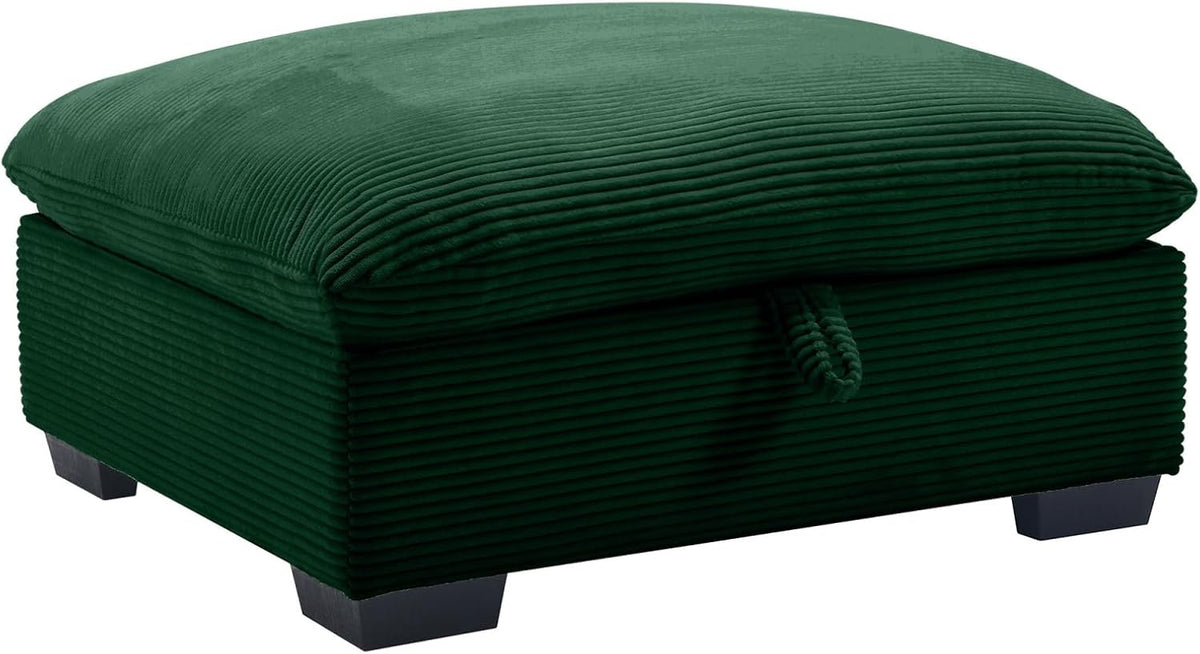 Corduroy Fabric Ottomans Footrest to Combine with 2 Seater Sofa, 3 Seater Sofa and 4 Seater Sofa, Green Corduroy
