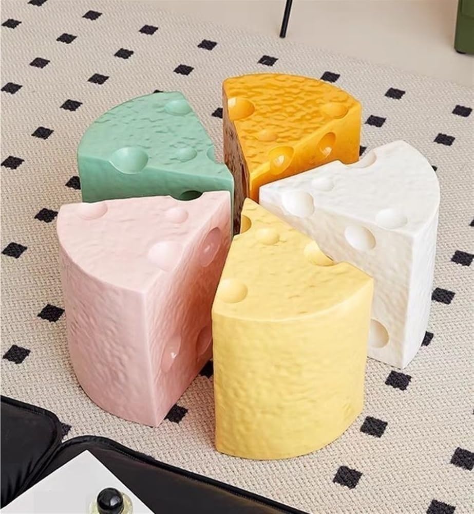 Coffee Table Cheese-Shaped Triangle Resin Side Table Multifunctional Sofa Stool Nightstand for Small Living Room Practical(Dark Yellow,L)