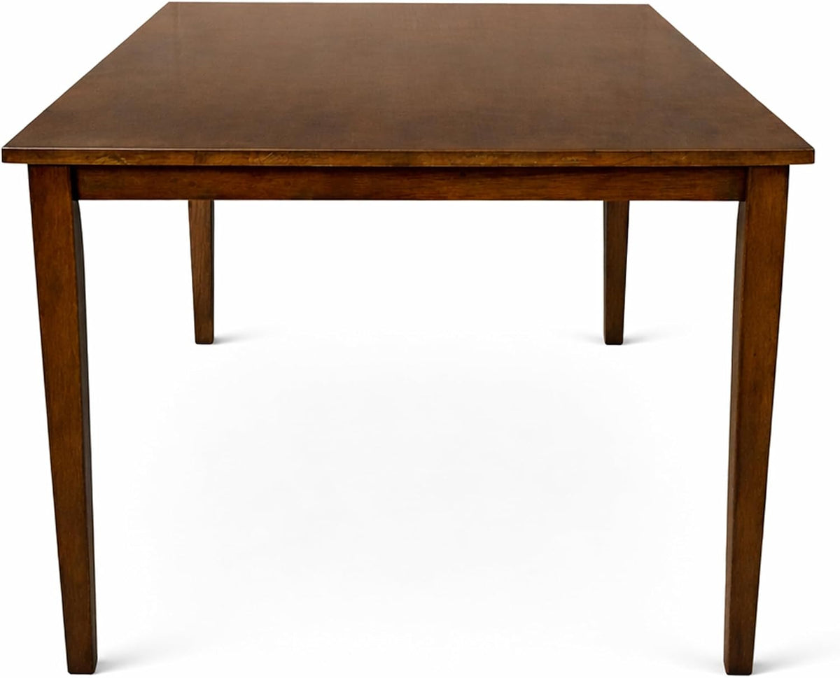 Modern 59 Inch Rectangular Dining Table, Dirty Oak Finish Solid Rubberwood