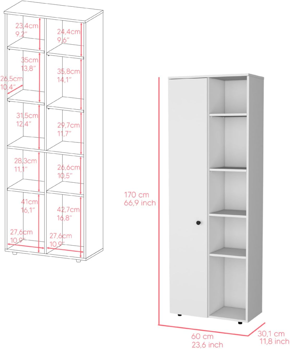 Multistorage Kitchen Pantry Lane: Modern White Kitchen Storage, Adjustable Shelves