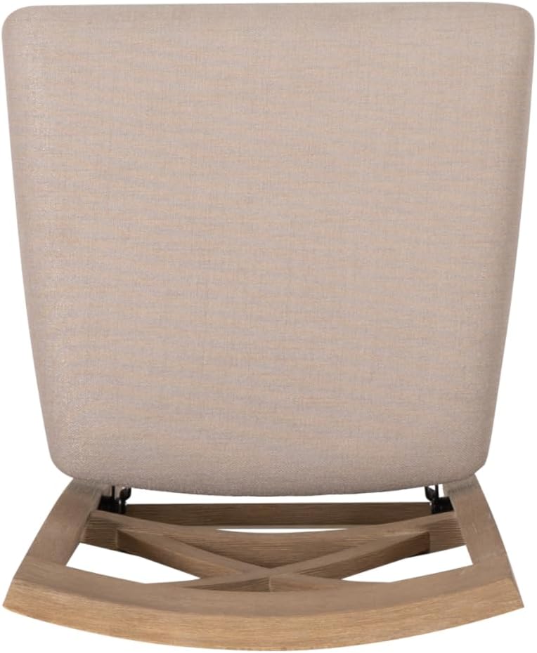 Linon Triena X Back Neutral Greywash Wooden Fully Assembled Folding 24 Inch Seat Height Counter Stool with Beige Upholstered Seat