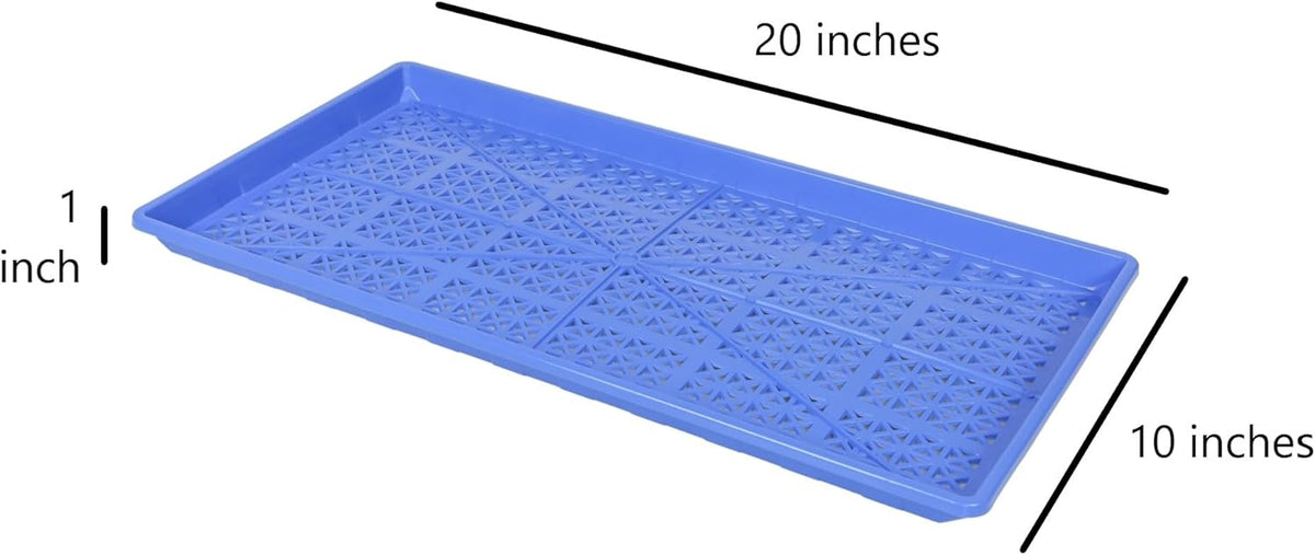 SUNPACK 10" x 20" Heavy Duty Mesh Plastic Seed Starting Tray, Blue, 1" (Pack of 30) - Ensures Water Drainage and Aeration, Perfect for Greenhouses or Indoor Gardening