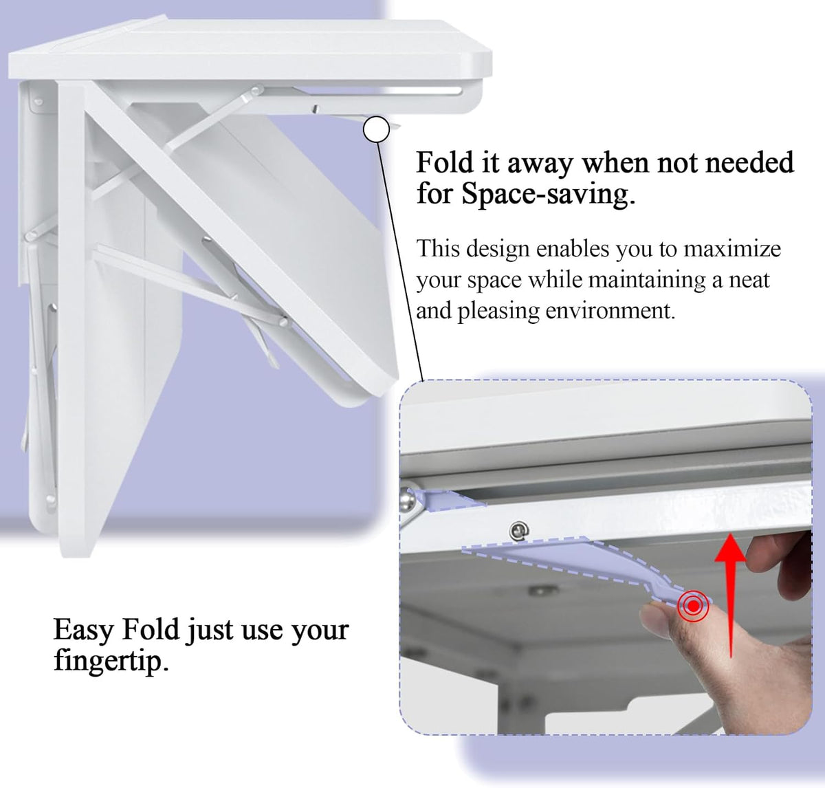 TEAMIX Wall Mounted Desk, White Folding Desk for Small Spaces Floating Shelf Organizer with Heavy-Duty Brackets for Home Office