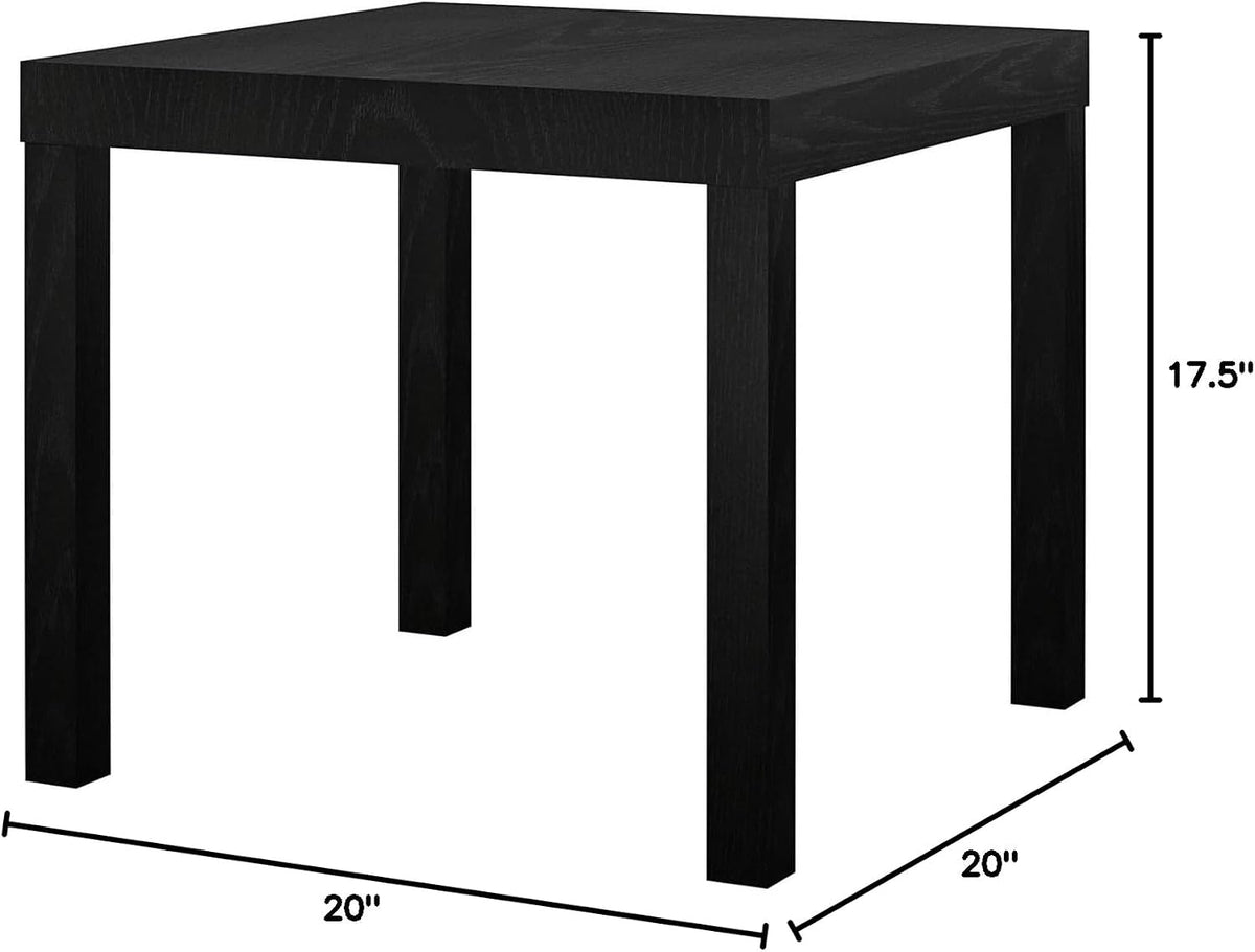Oak Finish End Table – Sturdy, Water-Resistant, Minimalist, Easy Assembly for Small Spaces, 20” W x 20” D x 17.5” H (Black Oak)