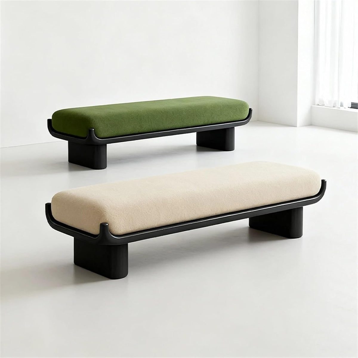 Modern Wooden and Fabric Long Shoe-Changing Bench for Living Room and Bed end Entryway(XS)
