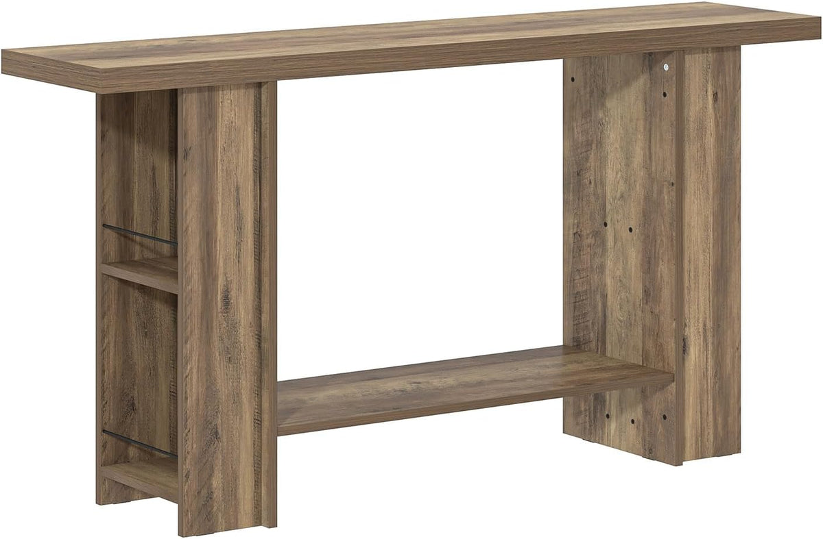 FOLUBAN 53 Inch Long Entryway Table, 2-Tier Wood Console Table with Storage Side Shelves, Farmhouse Sofa Table for Living Room, Narrow Hallway Foyer Table Behind Couch for Home Decor, Rustic Oak