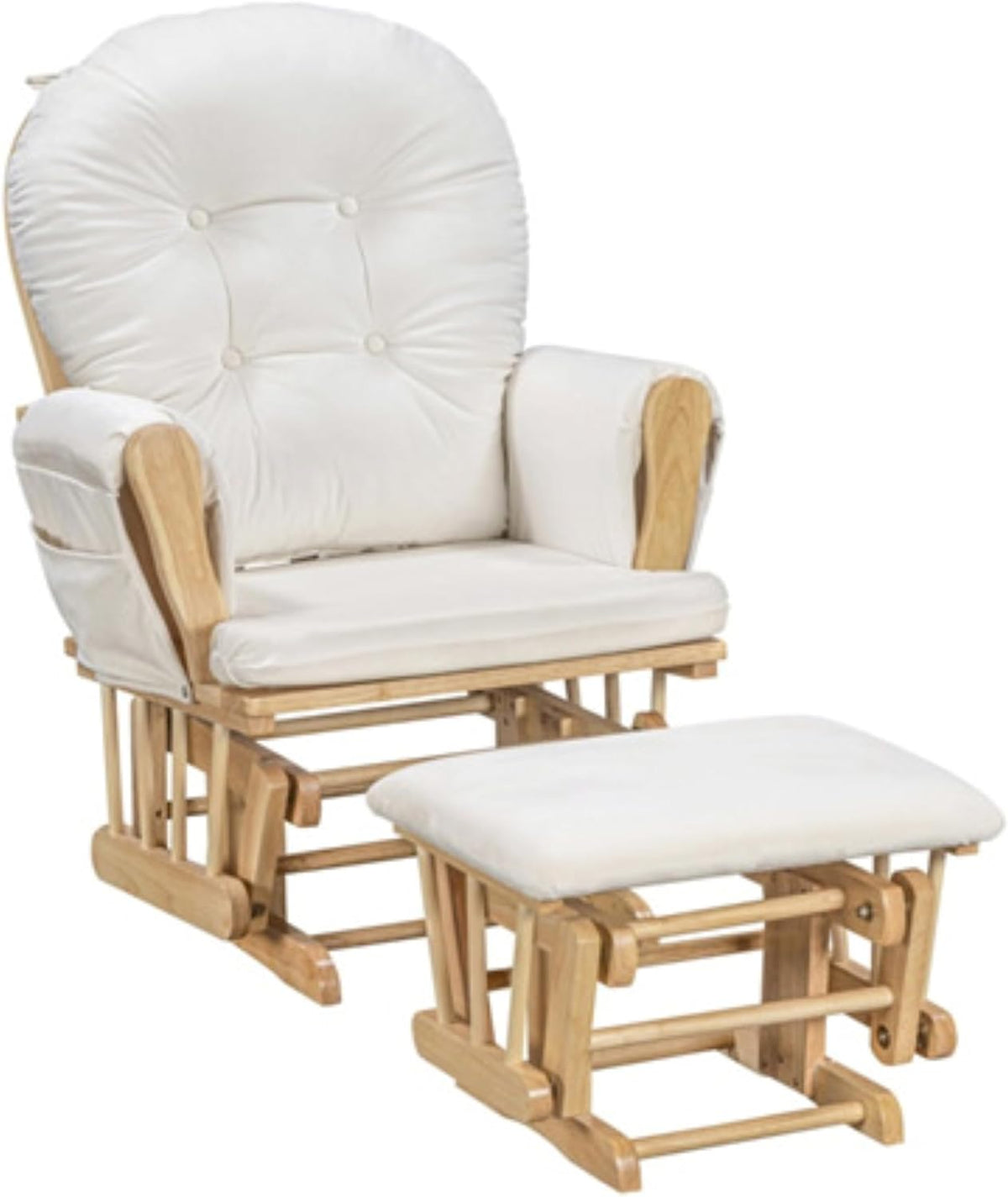 Suite Bebe Mason Glider & Ottoman, Poetic Natural Wood Finish and Beige Fabric