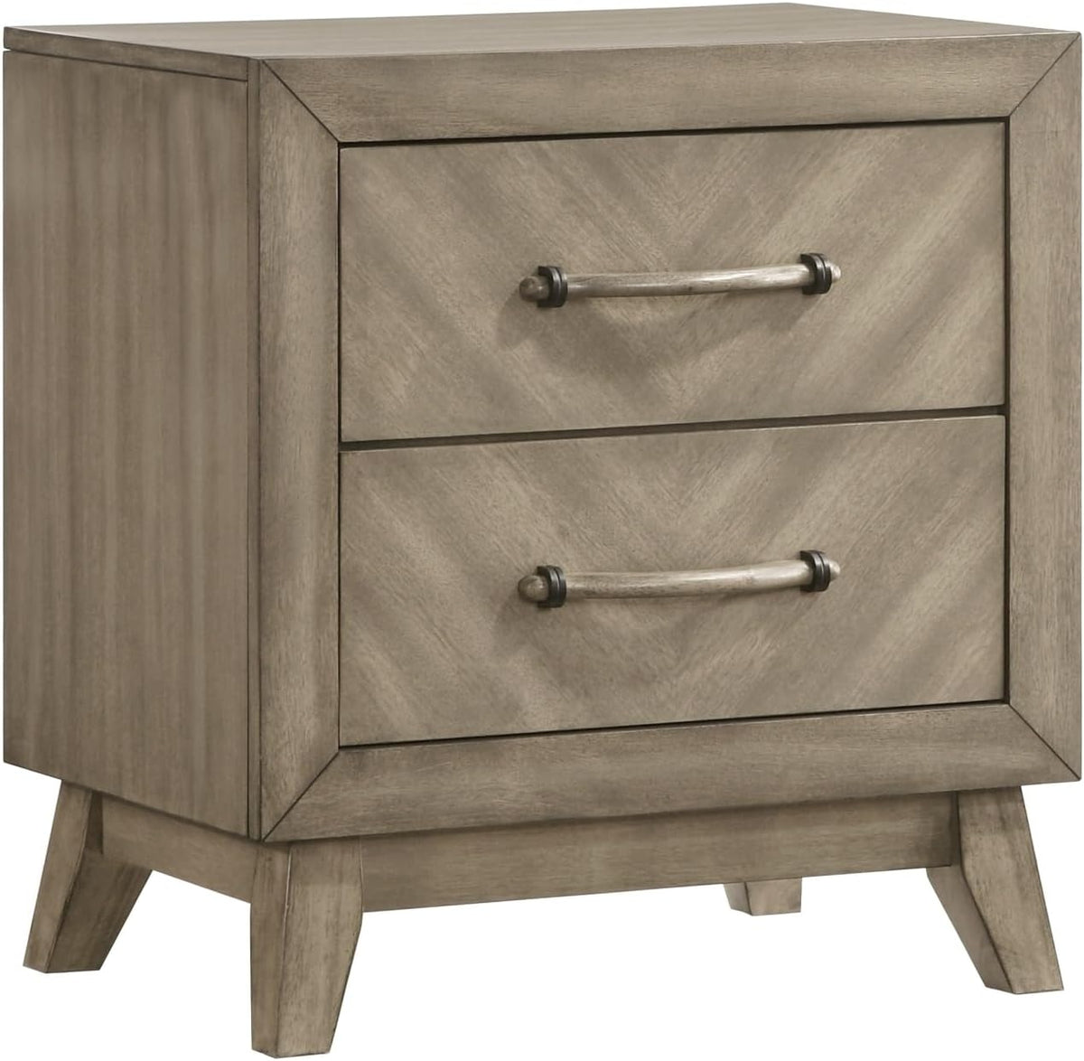 Contemporary 2-Drawer Nightstand, Antique Gray,for Small Spaces
