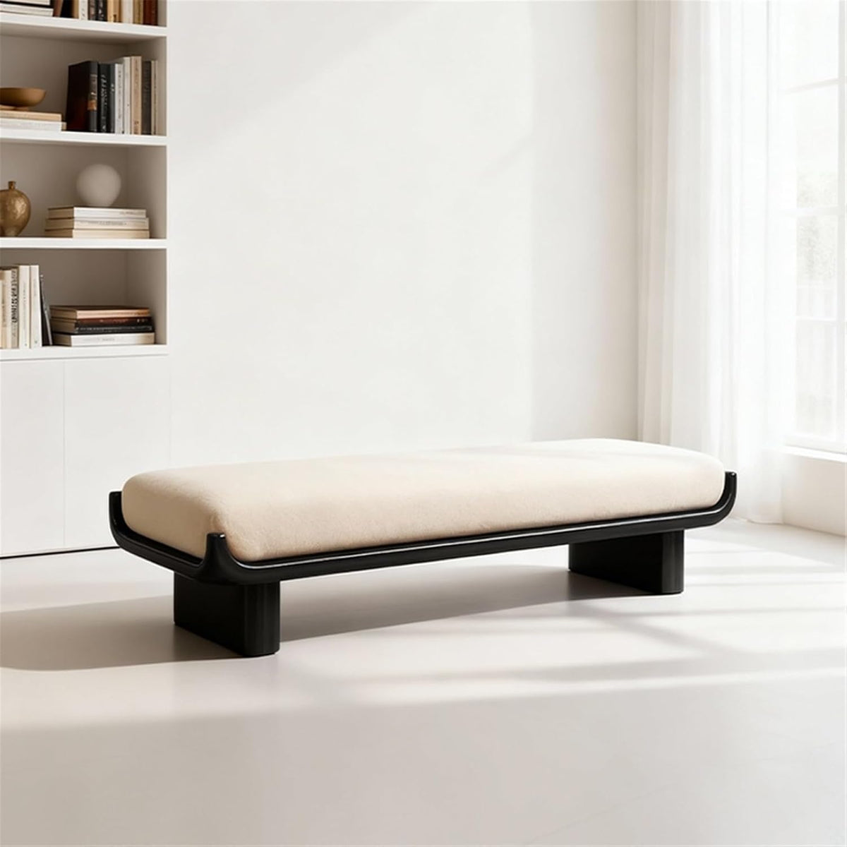 Modern Fabric Long Shoe Changing Bench for Walk-in Closet Living Room Home Use Bed end Entryway(Small)