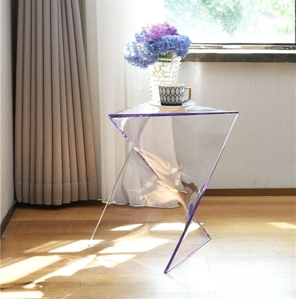 Modern Acrylic Coffee Table, Stackable End Tables Living Room, Clear Plastic Corner Side Table, Acrylic Nightstand for Living Room, Bedroom, Study, Patio(Transparent)