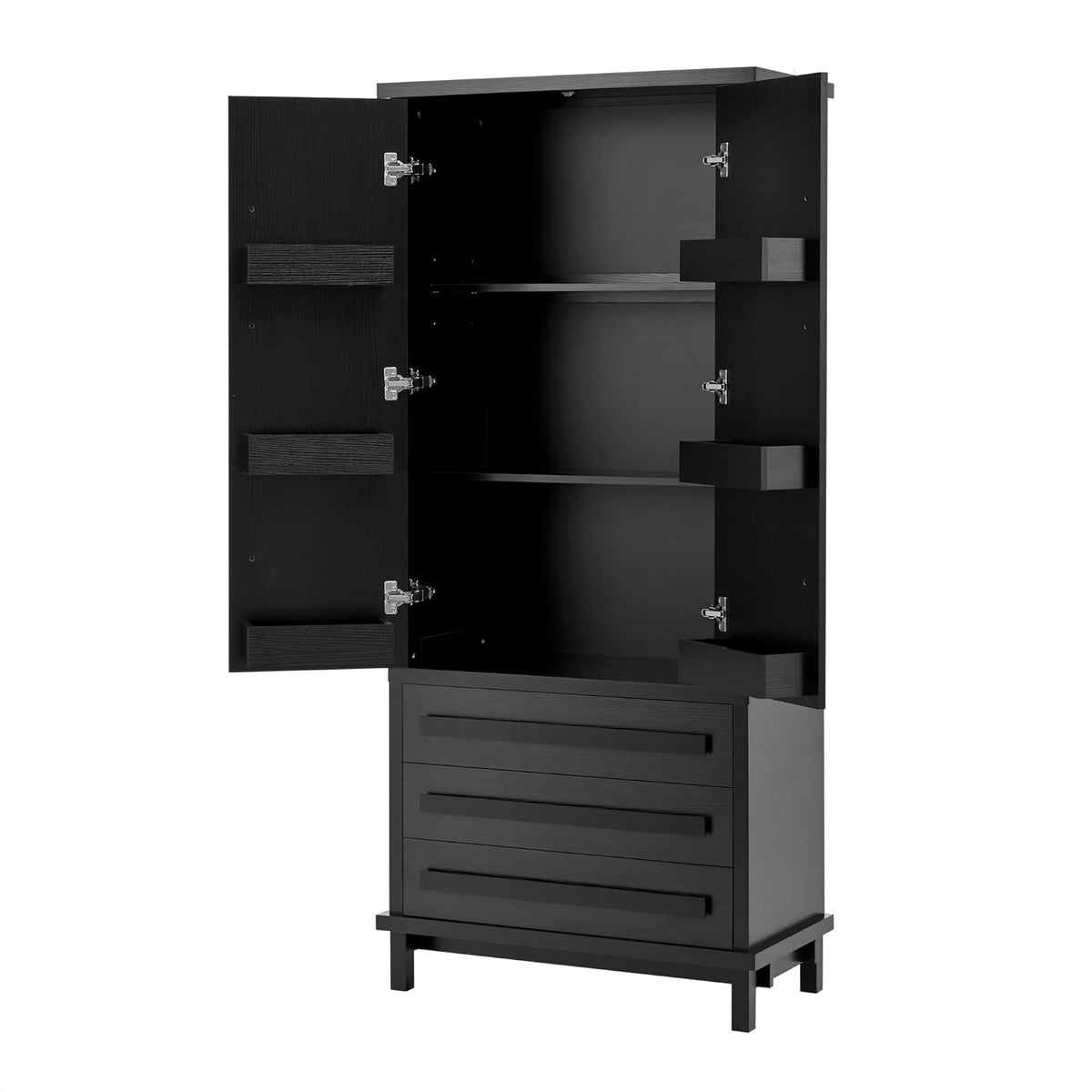 Christopher Knight Home Chenny 70''H Wooden Kitchen Pantry Cabinet, Storage Cabinet with Adjustable Shelves, 6 Door Internal Storage Compartments & 3 Drawers, Freestanding Cupboard Cabinet, Black