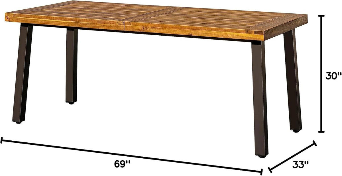 Devoko 6 Person Acacia Wood Dining Table for Kitchen,Natural | Farmhouse Kitchen Table for 6 for Indoor Outdoor Mesa De Comedor