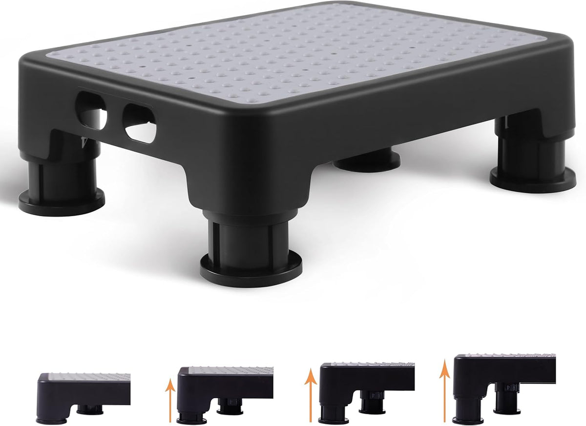 CHIKILLA Adjustable Step Stool for High Beds and Cars, 650lb Heavy Duty Bed Step for Elderly, Non-Slip Mobility Platform for Bathtub, Kitchen, SUV, 4 Height Levels 3.4-5.4" Portable Stair Assist, Gray