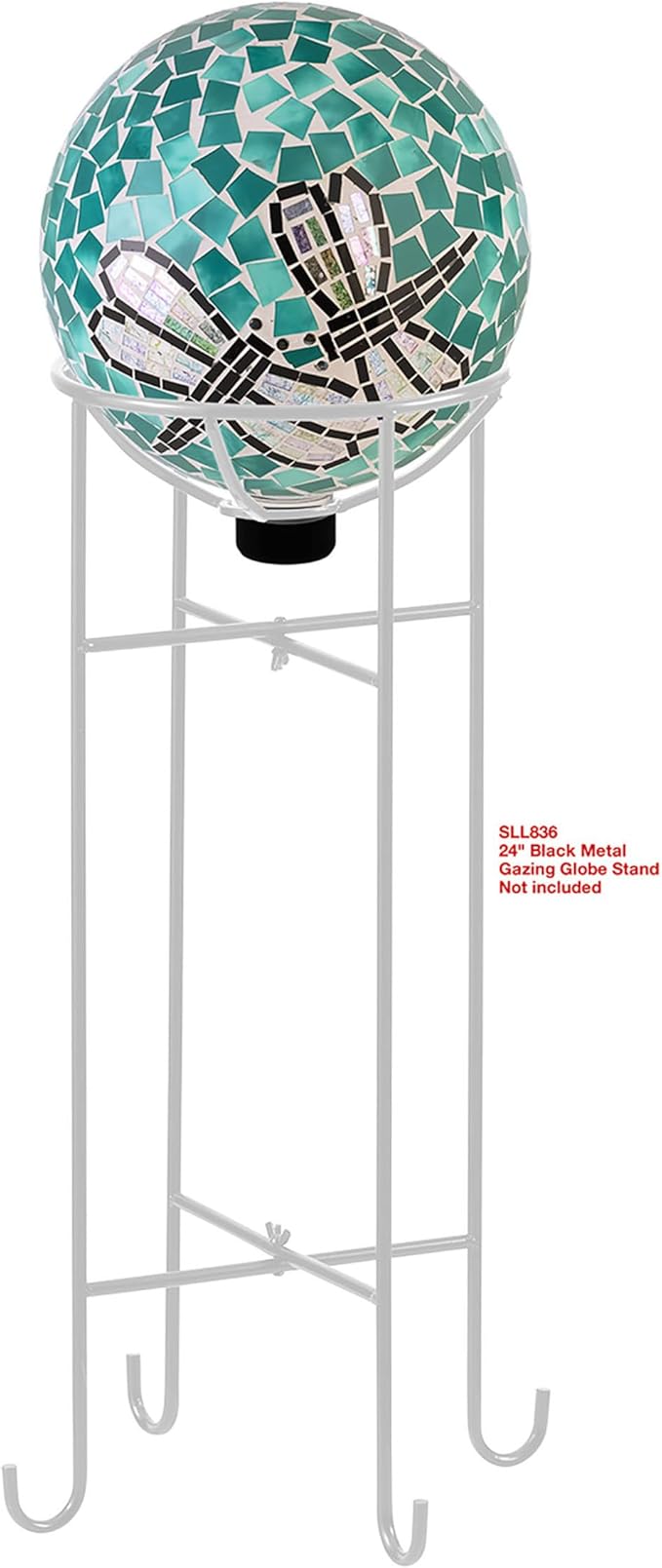 Alpine Corporation HMD194 Outdoor Glass Mosaic Gazing Globe Yard Decoration, 10"Diameter, Dragonfly Duo