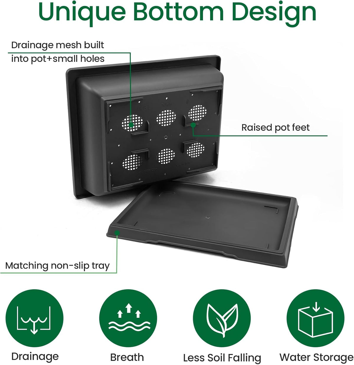 GROWNEER 3Pcs 18 Inch Bonsai Training Pots Large Bonsai Tree Starter Pot Kits with Drainage Humidity Trays & Repotting Mat, Flower Growing Planter Set for Garden Indoor Outdoor