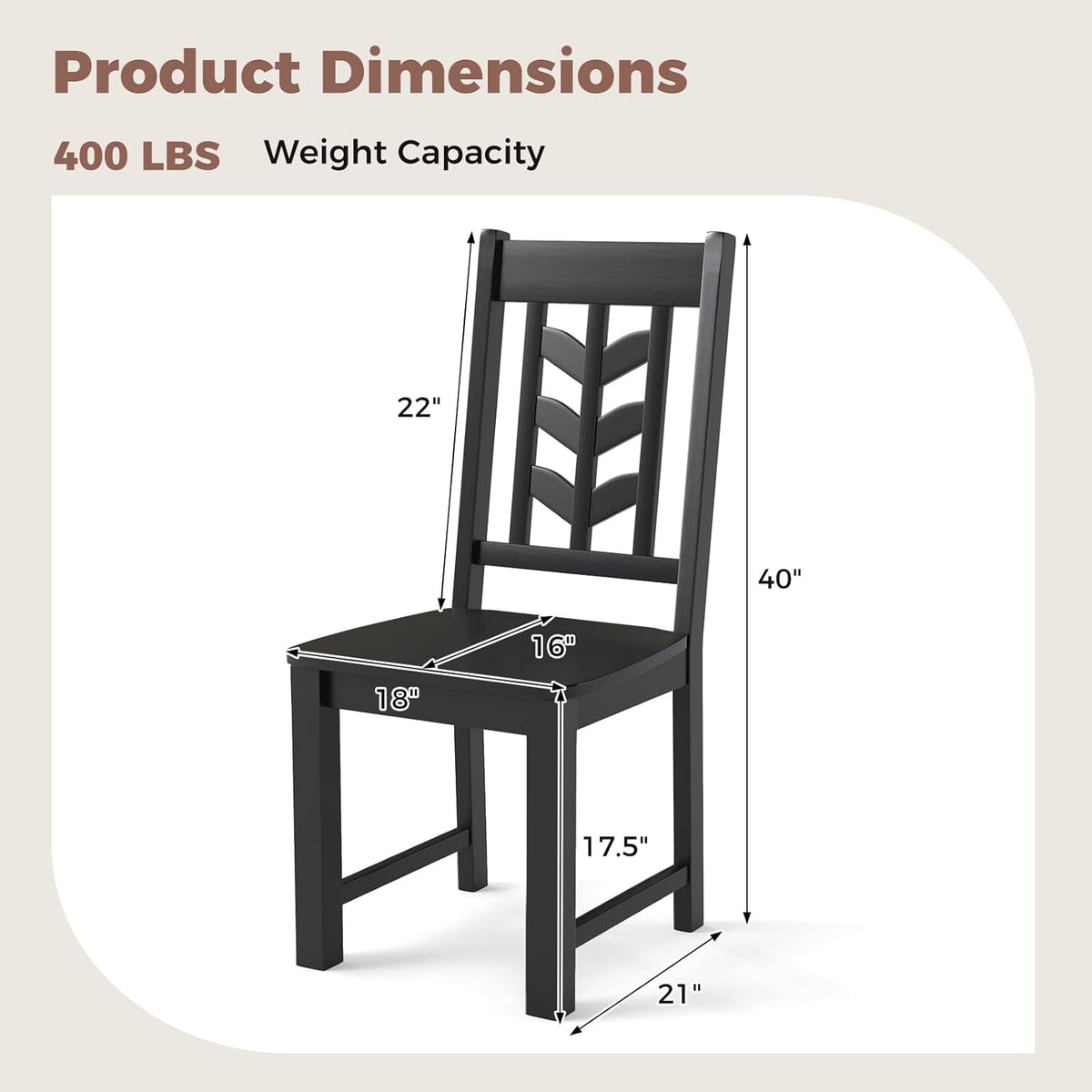 Giantex Wooden Dining Chairs Set of 4, Kitchen Chairs w/Rubber Wood Frame & Leaf-Shaped High Back, Max Load 400 LBS, Farmhouse Armless Dinette Side Chairs for Living Dining Room Restaurant, Black
