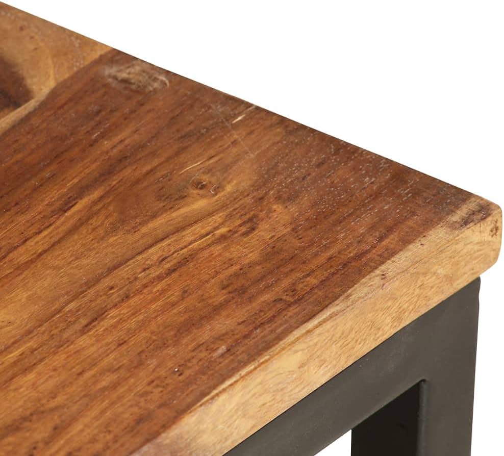 Nesting Tables 2 pcs Solid Acacia Wood | Powder Coated Steel Frame, Stackable Design, Vintage Style, Easy Assembly, for Living Room