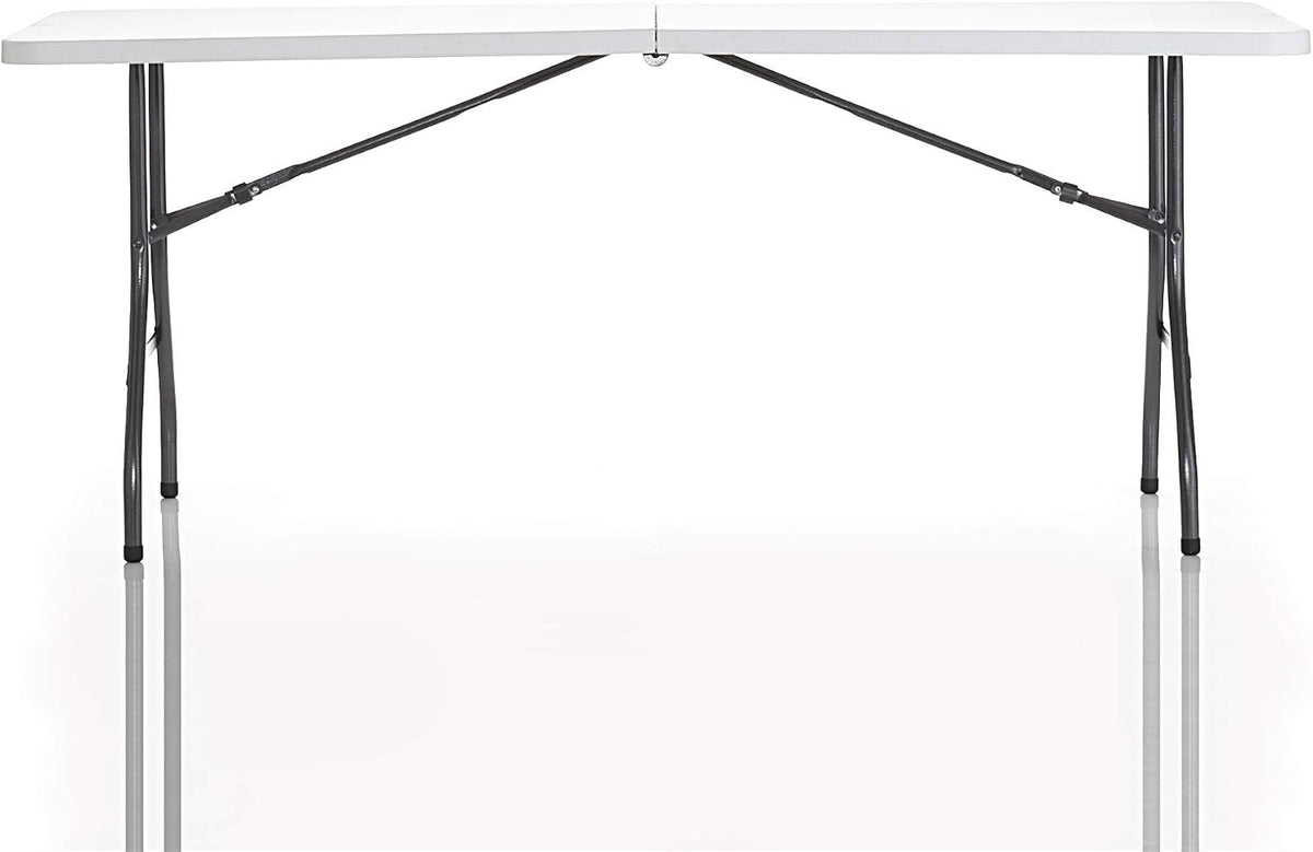 Cosco 6ft Fold-in-Half Blow Molded Folding Table, Indoor/Outdoor, Comfort Handle, Lightweight Plastic Construction - White