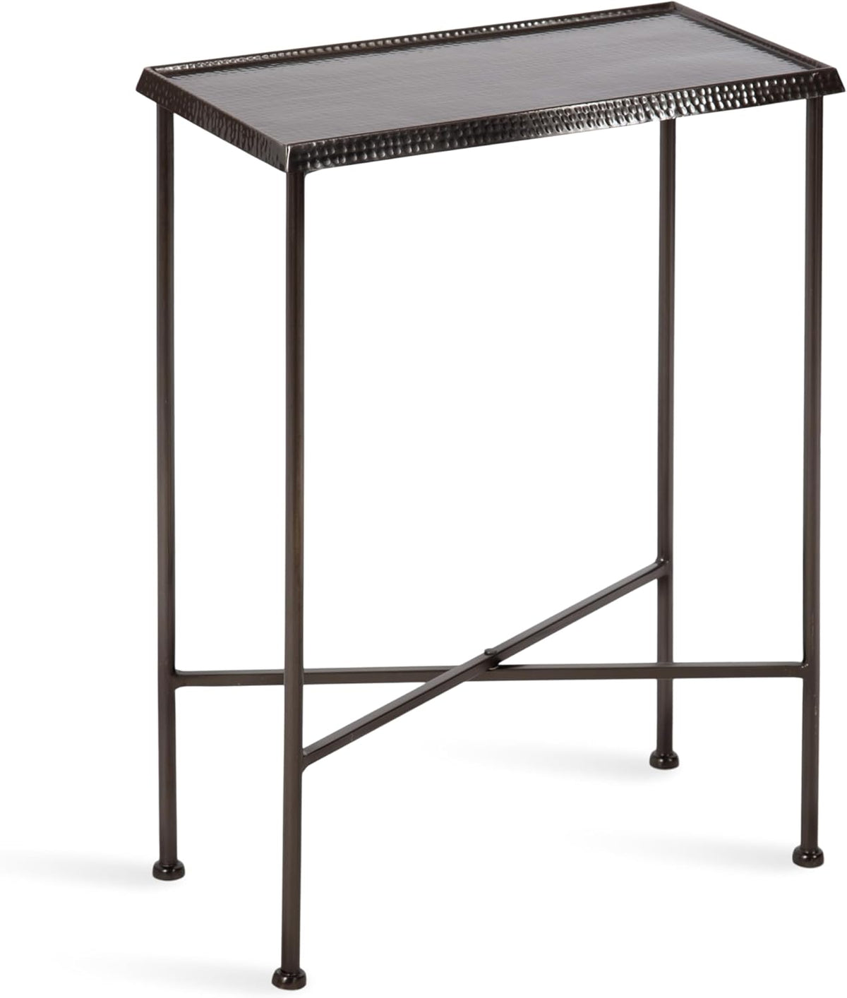 Kate and Laurel Sanzo Modern Metal Skinny Side Table, 17 x 9 x 24, Gunmetal, Rectangular Slim Bedroom Nightstand with Hammered Tabletop for Use as Bedside Accent or Narrow Living Room End Table