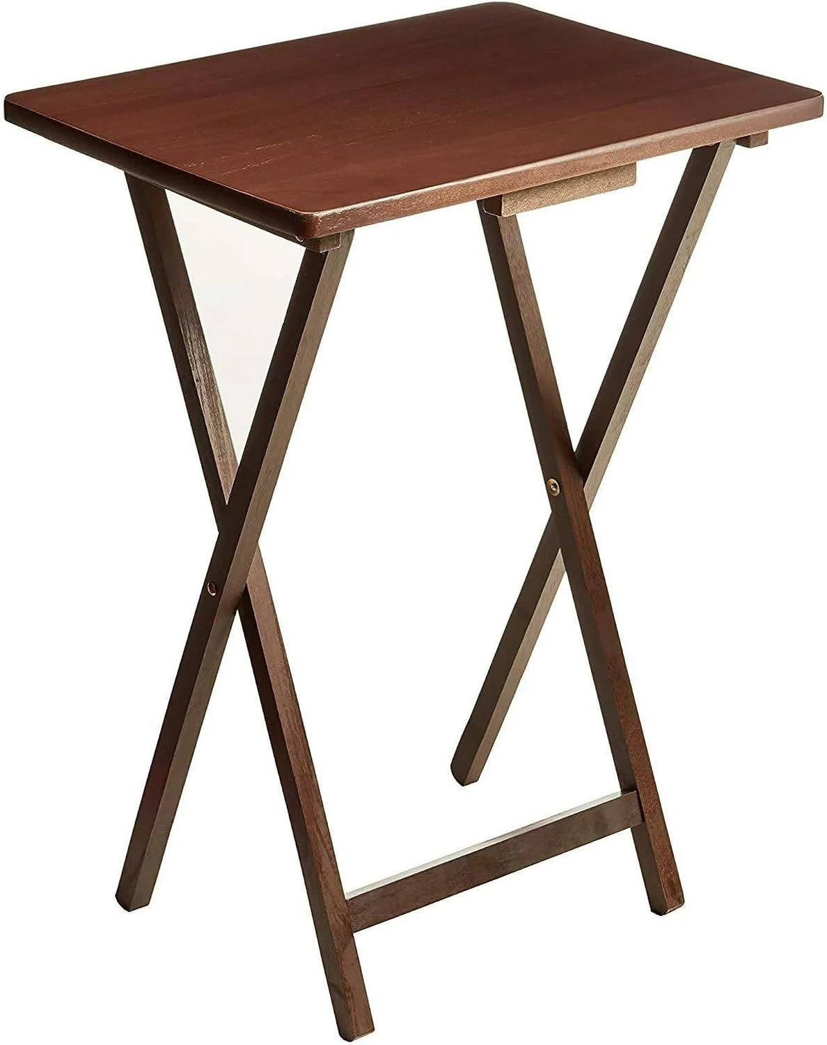 Folding TV Tray Table, Rubberwood, Walnut, 19" x 14.5" x 26", Indoor, 1 Piece