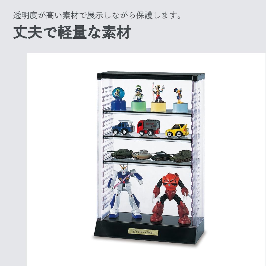 Isetou Acsta I-238 Figure Case Collection Case A403 Clear Black Width 8.7 x Depth 4.0 x Height 13.6 inches (22.1 x 10.1 x 34.6 cm) Adjustable Height Medium Size Figure Storage Figures Display Acrylic