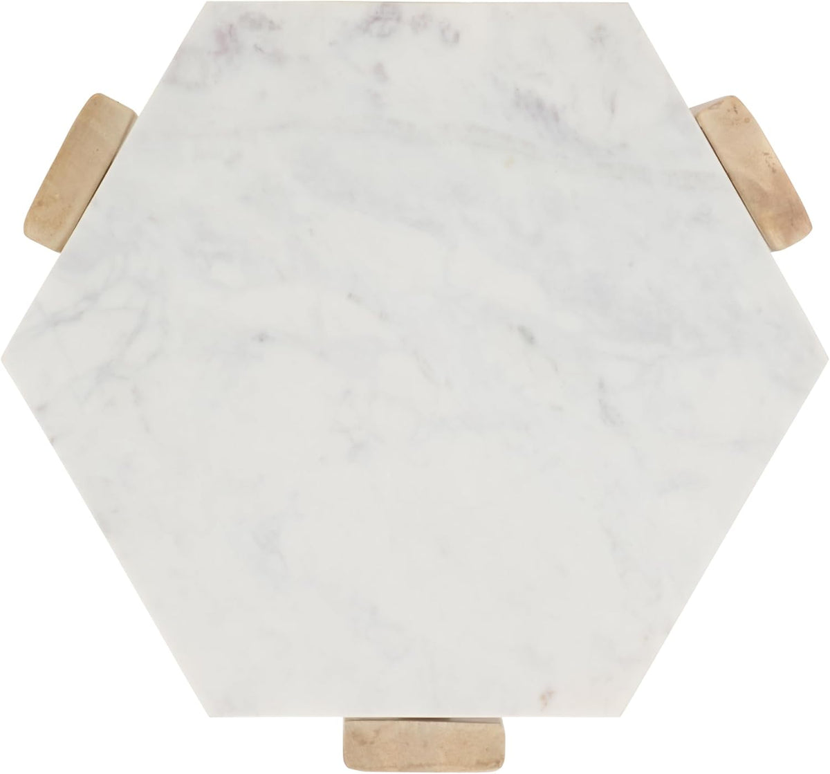 SAFAVIEH Home Collection - Pisa Side Table, White Marble Hexagon Top with Natural Wood Base, Fully Assembled (ACC3733A)