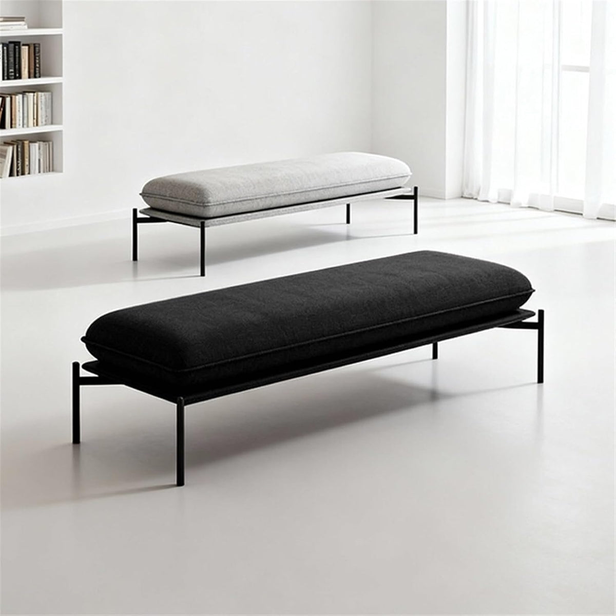 Modern Stainless Steel Bed end Bench Bedroom Rest Clothing Store Entryway(Medium)