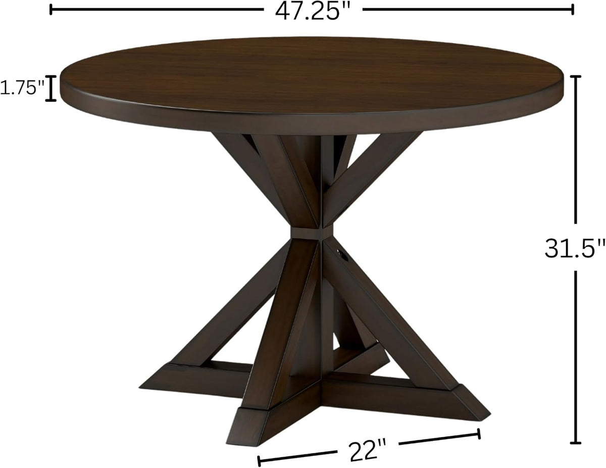 Roundhill Furniture Windvale Cross-Buck Base Dining Table, Espresso