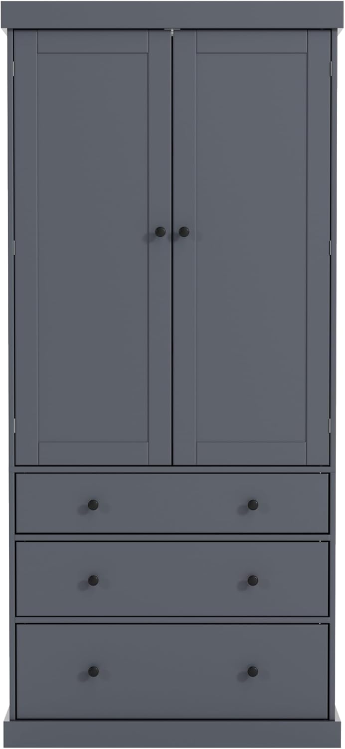 77" Tall Kitchen Pantry Cabinet with 3 Drawers, Large Wooden Kitchen Organizers Storage Cabinet Cupboard with 8 Door Shelves and 3 Adjustable Shelves for Dining Room, Grey