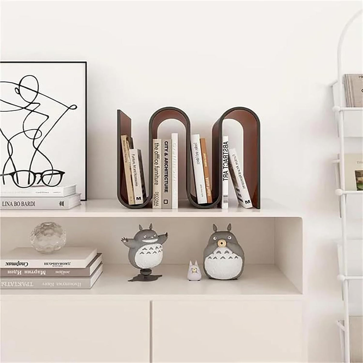 S-Shaped Acrylic End Table, 3 Tier Magazine Holder, Multipurpose Acrylic Side Table & Nightstand for Bedroom Living Room, Modern Furniture Organizer (Brown)