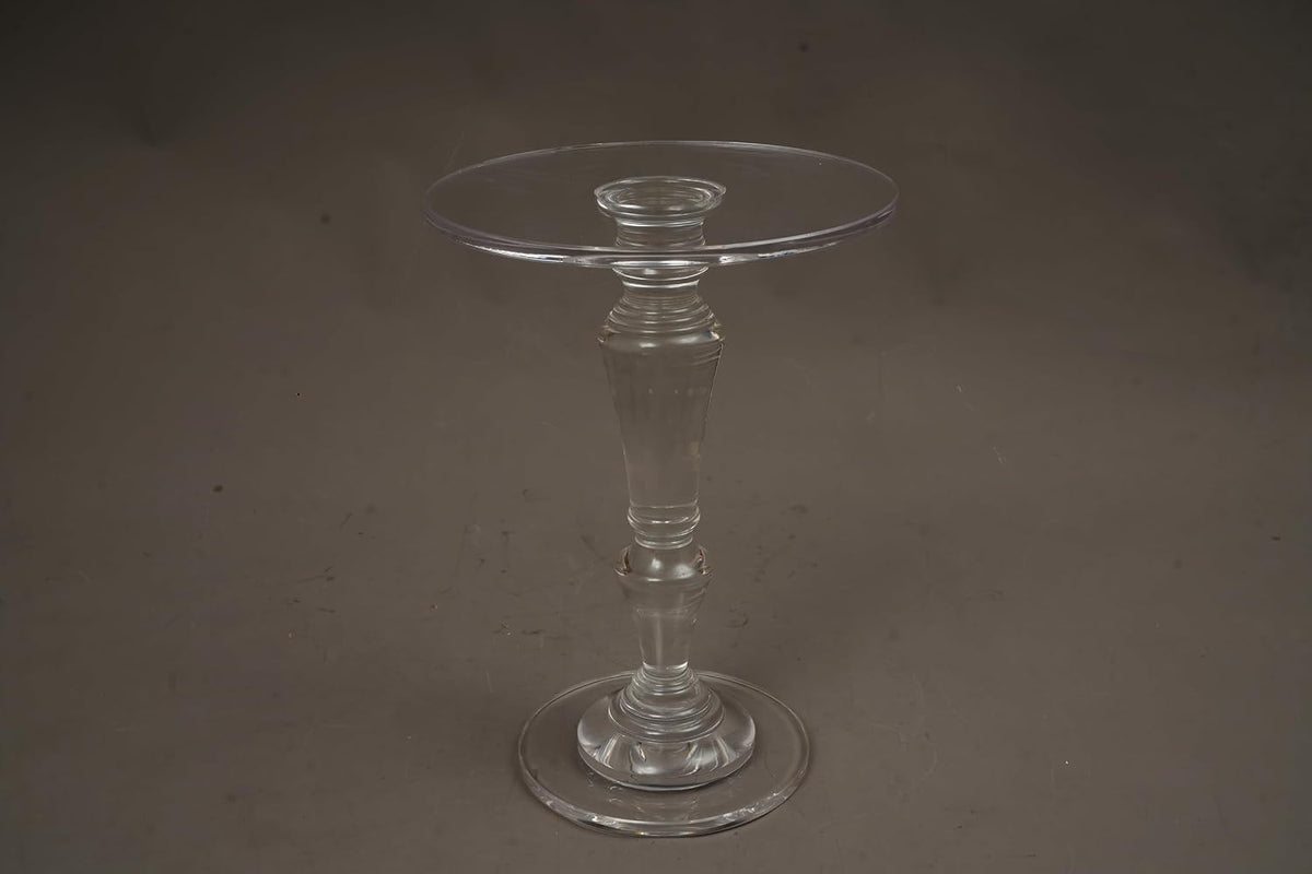 Furniture Acrylic Side Table,Clear Small Round Side/End Tables with Support Rod for Use in Living Rooms,Bedrooms,Offices,Study Rooms,Waiting Areas（13.8in*19.7in