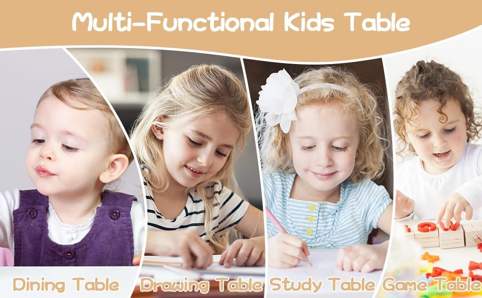 IDEALHOUSE Adjustable Height Kids Table and 2 Chairs Set – Writable Whiteboard Top, Non-Slip Legs, Easy to Clean, Ideal for Toddlers and Children Ages 2-10, Multi-Activity Table for Home, Nursery,