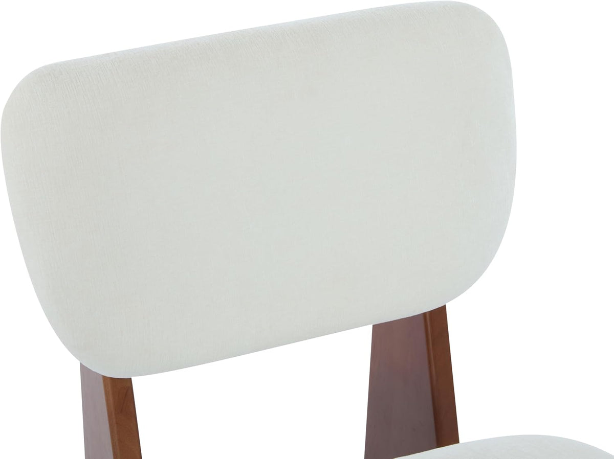 Christopher Knight Home Mores Low Profile Accent Chair Set of 2, Modern Living Room Armless Lounge Chair, Fabric Comfy Reading Chair for Bedroom, Wooden Frame and Thick Padded Seat, White+Walnut