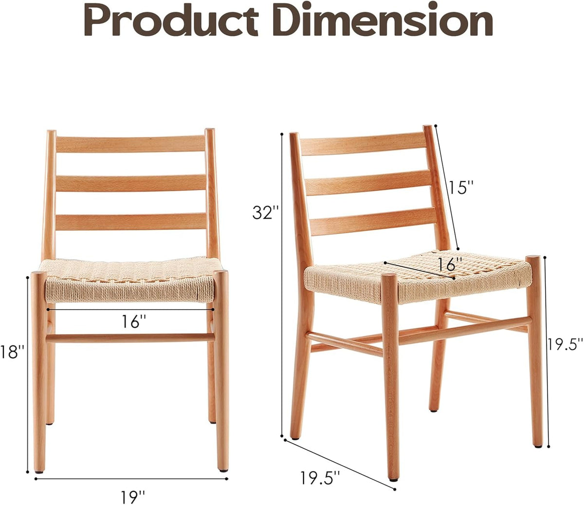 STARY Dining Chairs Set of 4, Woven Rope Seat with Sturdy Metal Frame, Mid Century Modern Dining Room Chairs for Kitchen, Living Room, Restaurant