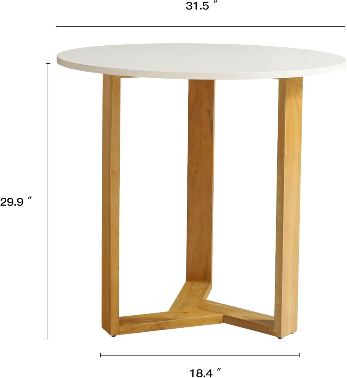SIMTONAL 31.5" Round Dining Table, Space-Saving Small Dining Table for 2-4 People with Wood Grain Tabletop and Geometric Pedestal Base, Modern Farmhouse Table for Small Spaces, Apartment,White
